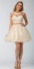 Main image of Lace High Neck Top Sheer Waist Babydoll Homecoming Dress